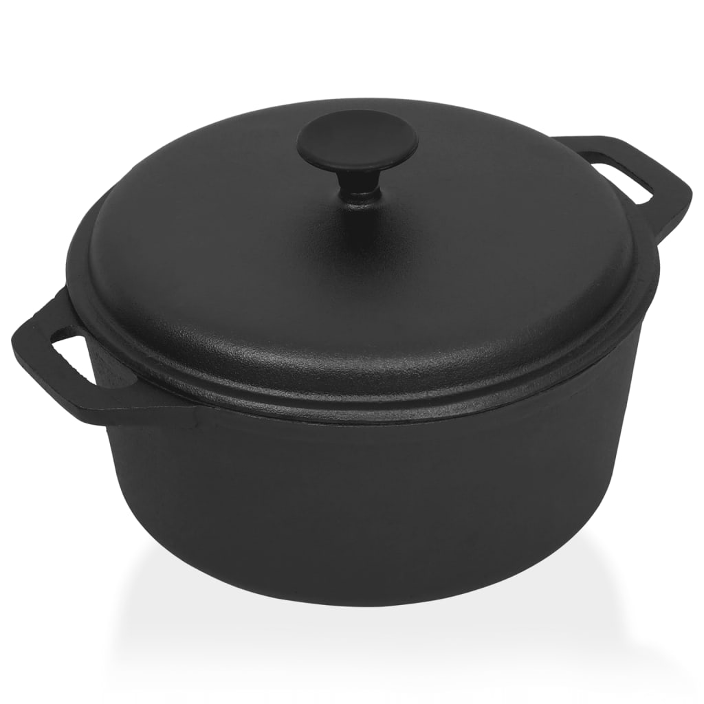 Oală din fontă cu capac, 5 L, neagră, 26.5 cm, Cast Iron