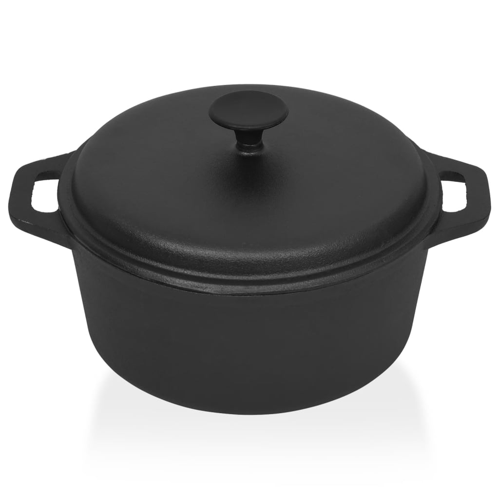 Oală din fontă cu capac, 5 L, neagră, 26.5 cm, Cast Iron