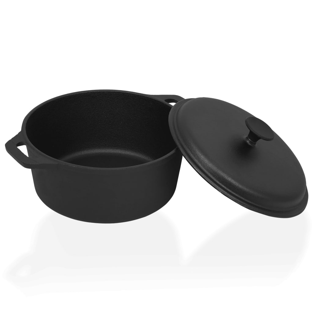 Oală din fontă cu capac, 5 L, neagră, 26.5 cm, Cast Iron