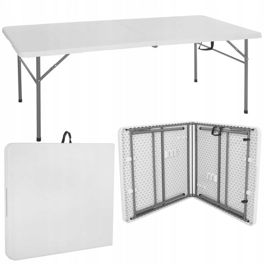 Masa catering profesionala pentru evenimente, plianta, dreptunghiulara, 190x75x80 cm, alb