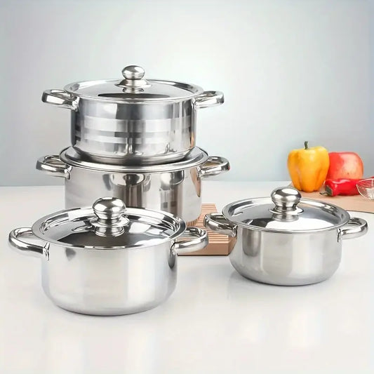 Set 8 piese vase din oțel inoxidabil pentru gătit