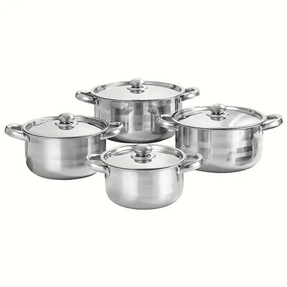 Set 8 piese vase din oțel inoxidabil pentru gătit