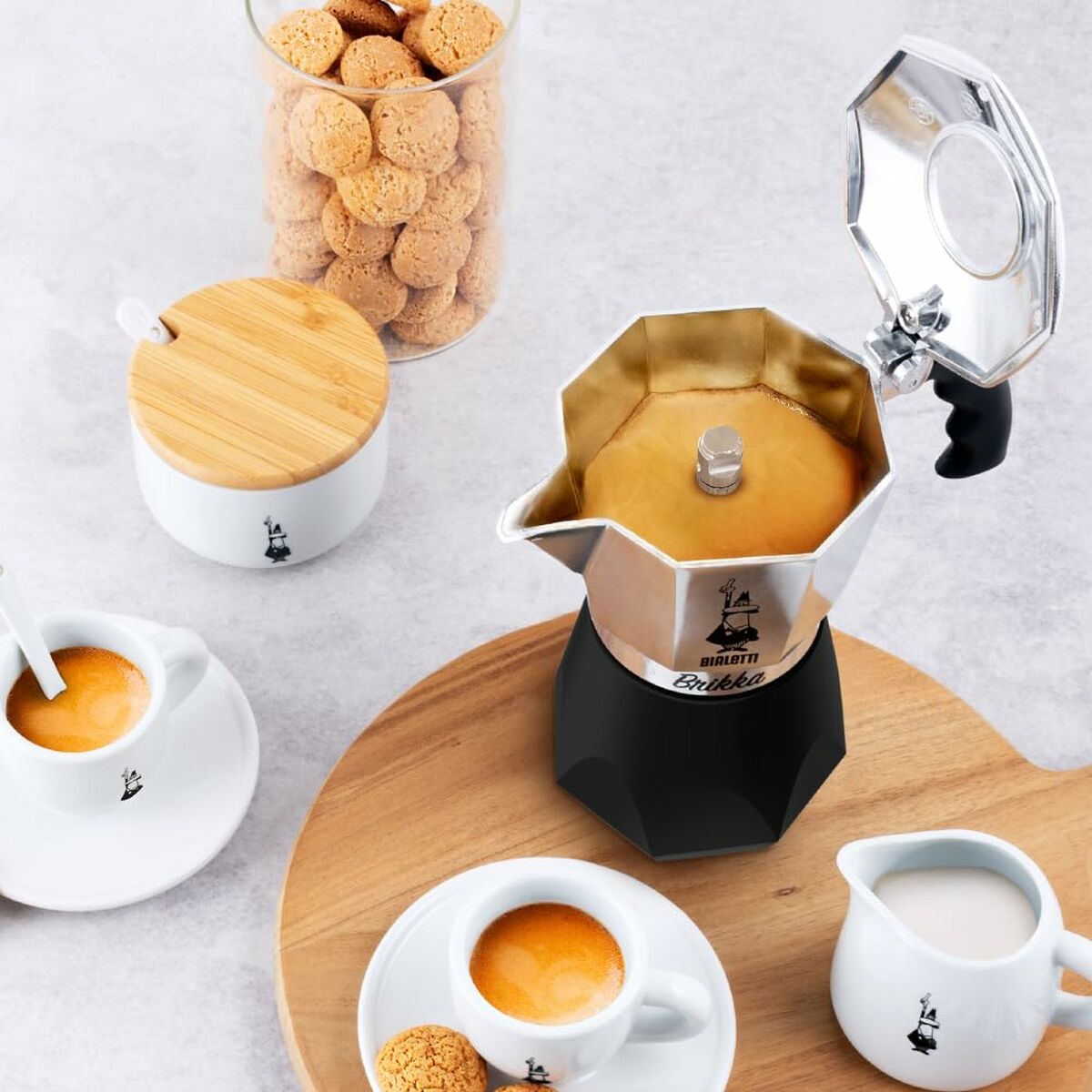 Bialetti BRIKKA din aluminiu, 4 căni, neagră