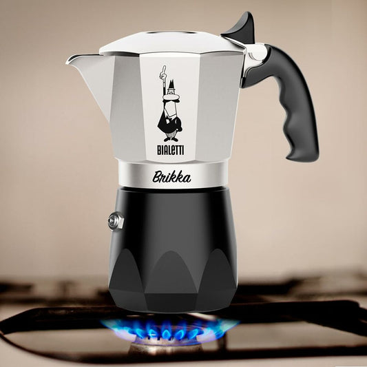 Bialetti BRIKKA din aluminiu, 4 căni, neagră