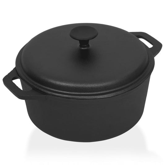 Oală din fontă cu capac, 5 L, neagră, 26.5 cm, Cast Iron