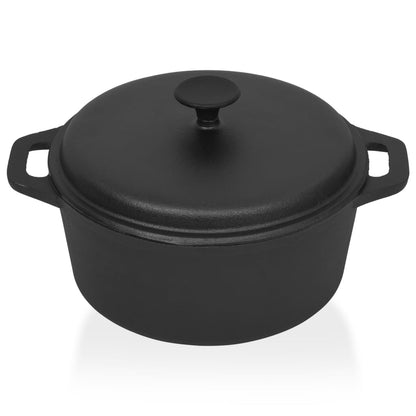 Oală din fontă cu capac, 5 L, neagră, 26.5 cm, Cast Iron