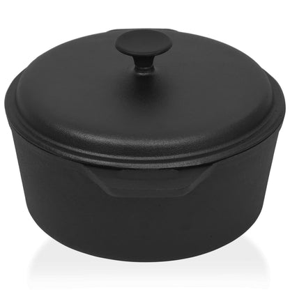 Oală din fontă cu capac, 5 L, neagră, 26.5 cm, Cast Iron