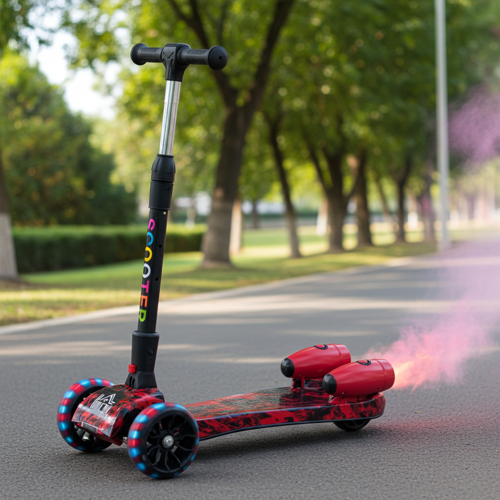 Trotinetă copii cu aburi, lumini și sunete Scooter Rocket