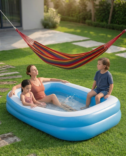 Set piscină gonflabilă BESTWAY, 201 x 151 x 60 cm cu hamac multicolor din bumbac