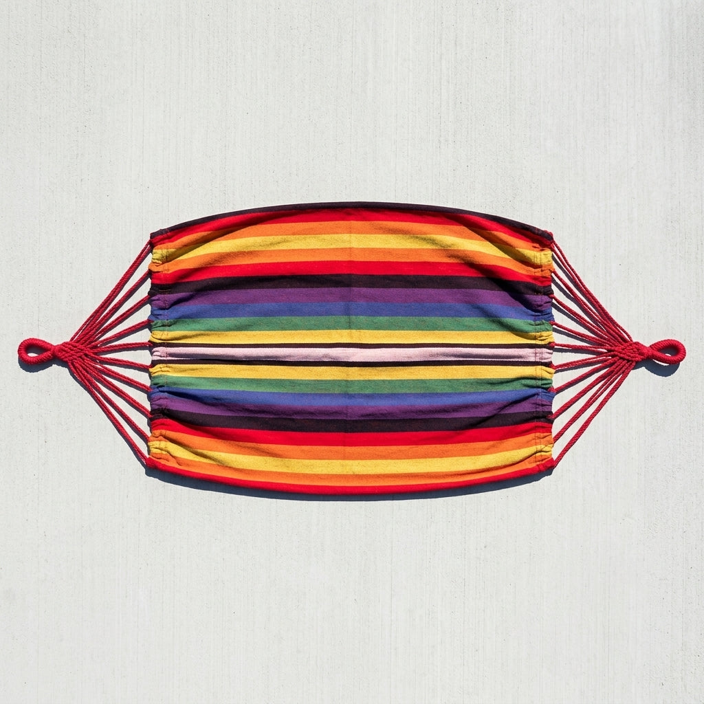 Hamac multicolor din bumbac, 1 persoană, 180 x 80 cm, capacitate 100 kg