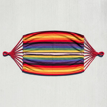 Hamac multicolor din bumbac, 1 persoană, 180 x 80 cm, capacitate 100 kg