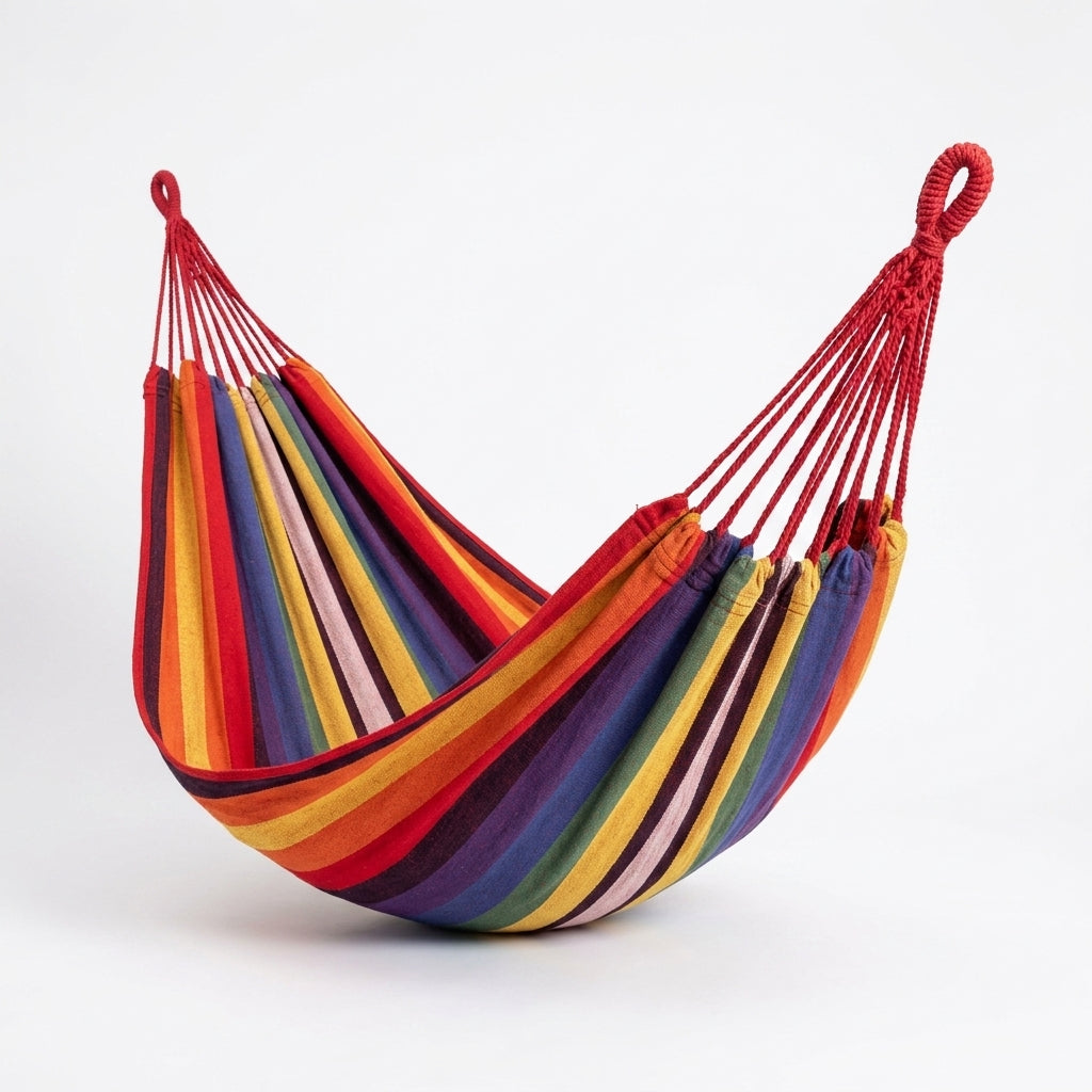 Hamac multicolor din bumbac, 1 persoană, 180 x 80 cm, capacitate 100 kg